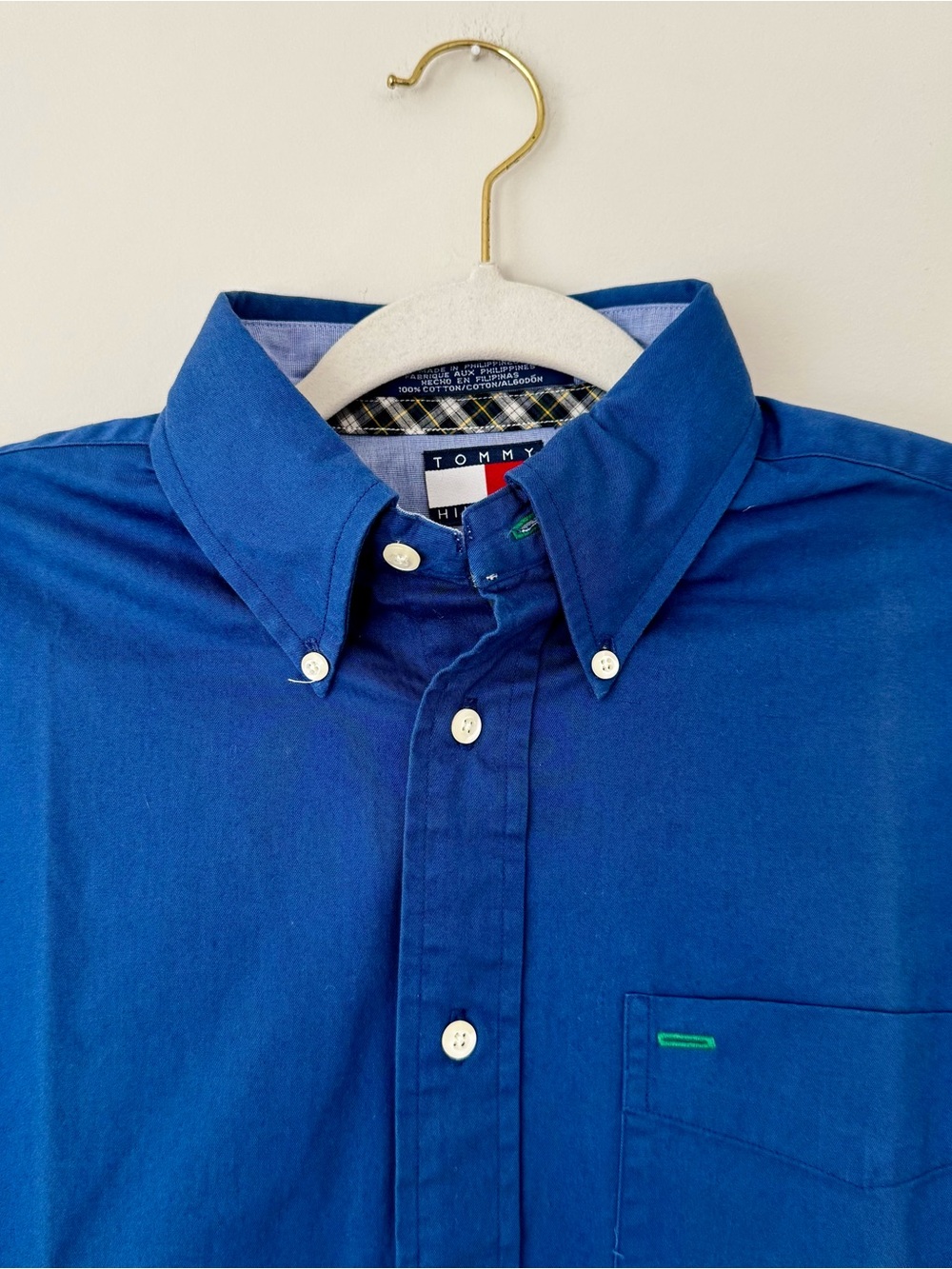 NWT Vintage Tommy Hilfiger 100% Cotton Button Down Pocket Shirt, Blue – Small - Picture 2 of 7